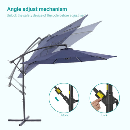 Parasol de jardin déporté BONOSUKI 10 pieds, parasol suspendu d'extérieur