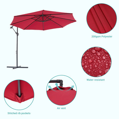 Parasol de jardin déporté BONOSUKI 10 pieds, parasol suspendu d'extérieur