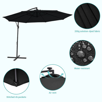 Parasol de jardin déporté BONOSUKI 10 pieds, parasol suspendu d'extérieur
