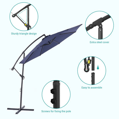 Parasol de jardin déporté BONOSUKI 10 pieds, parasol suspendu d'extérieur