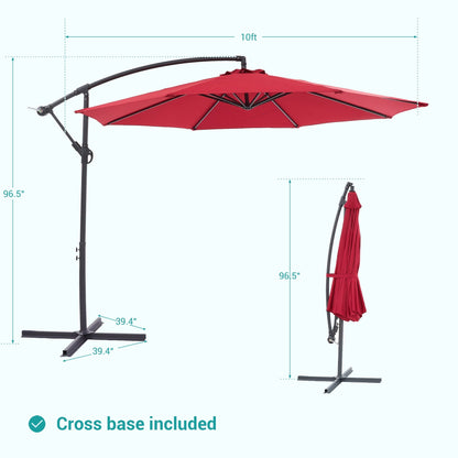 Parasol de jardin déporté BONOSUKI 10 pieds, parasol suspendu d'extérieur