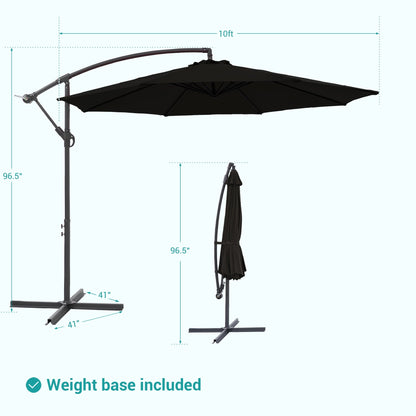 Parasol de jardin déporté BONOSUKI 10 pieds, parasol suspendu d'extérieur