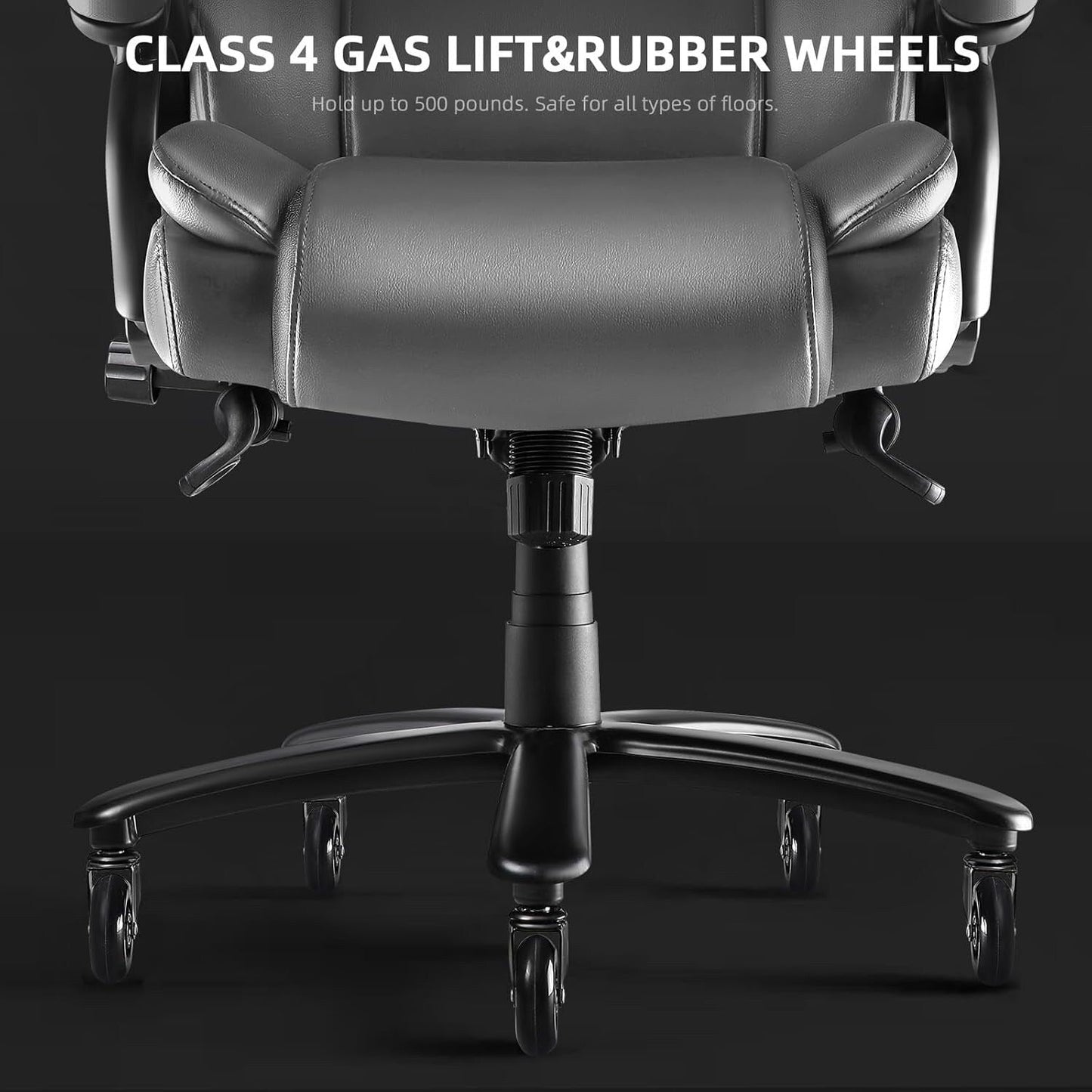 Chaise de bureau executive Bossin pour personnes de grande taille et fortes, 227 kg, avec support lombaire réglable, chaise ergonomique à dossier haut en cuir PU pour ordinateur.
