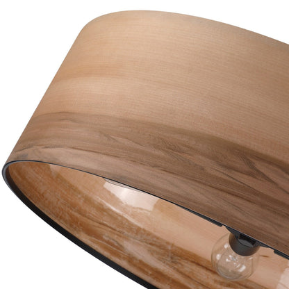 Breaux Lustre à tambour en placage de bois avec 4 lumières et auvent noir - 56 cm (22 po) de largeur