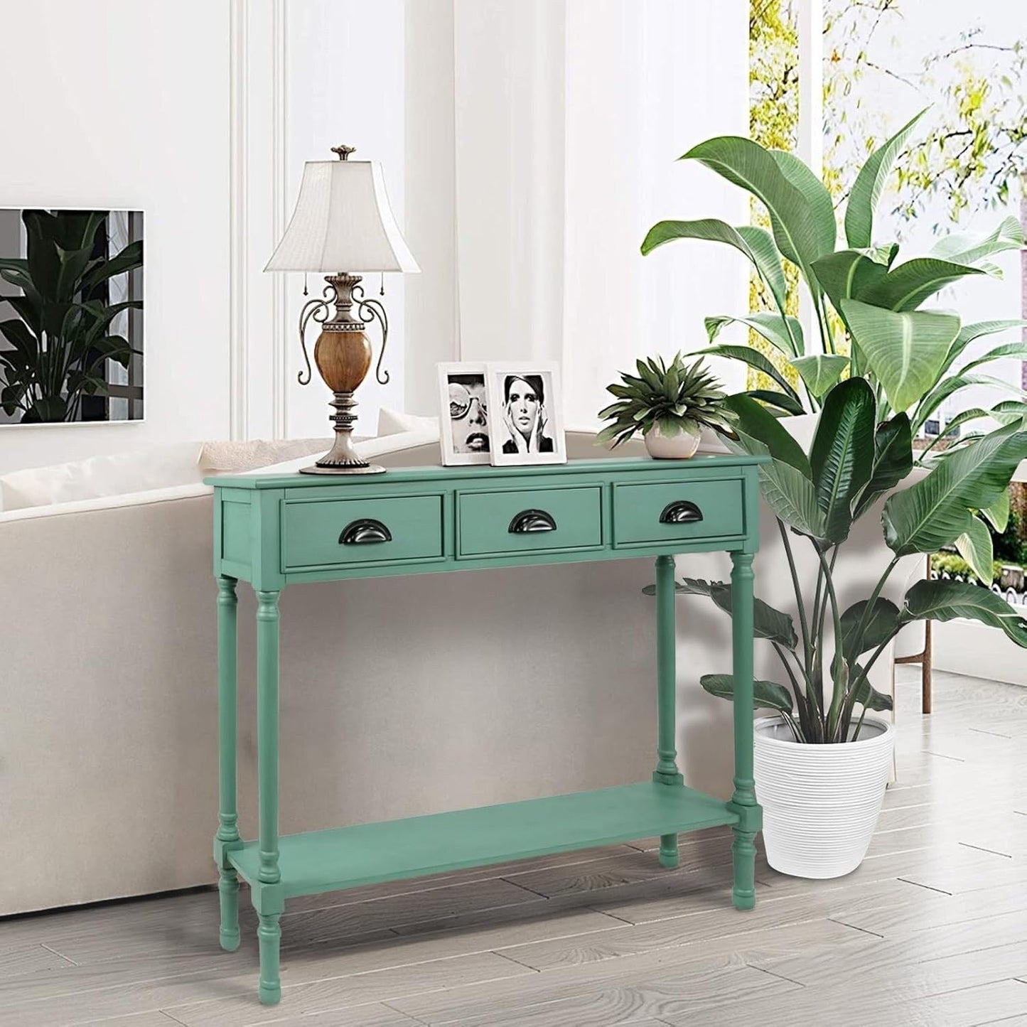 Table de console de couloir en bois Burlington à 3 tiroirs