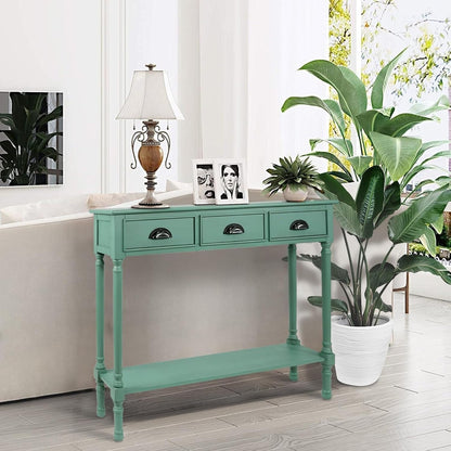 Table de console de couloir en bois Burlington à 3 tiroirs