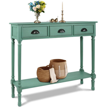 Table de console de couloir en bois Burlington à 3 tiroirs