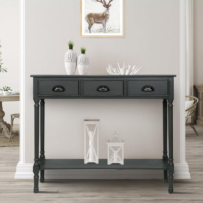 Table de console de couloir en bois Burlington à 3 tiroirs