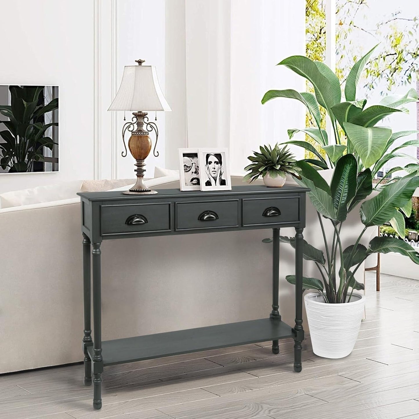 Table de console de couloir en bois Burlington à 3 tiroirs