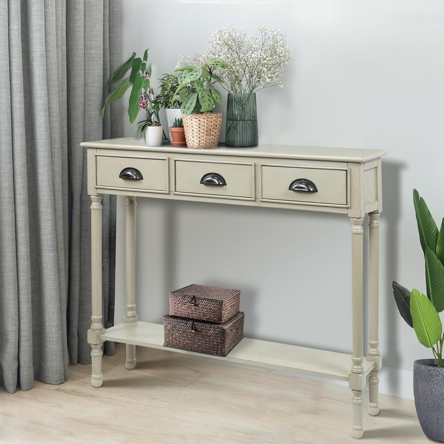 Table de console de couloir en bois Burlington à 3 tiroirs
