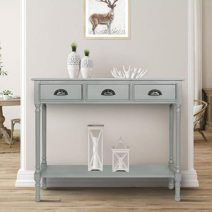 Table de console de couloir en bois Burlington à 3 tiroirs