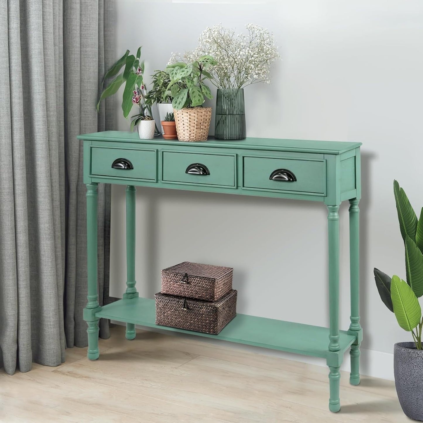 Table de console de couloir en bois Burlington à 3 tiroirs