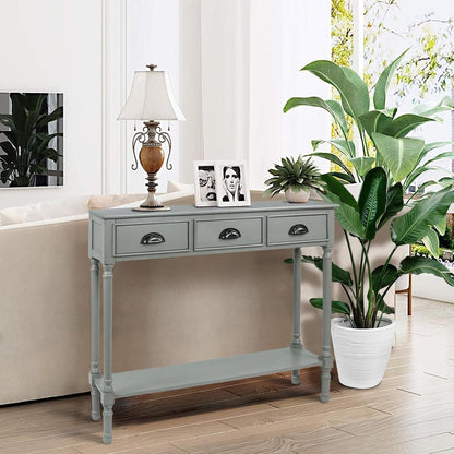 Table de console de couloir en bois Burlington à 3 tiroirs