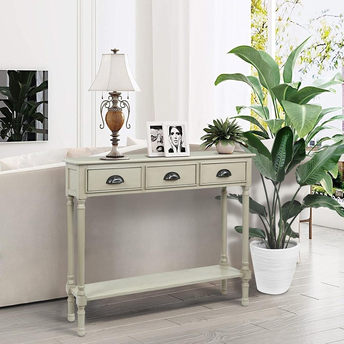 Table de console de couloir en bois Burlington à 3 tiroirs