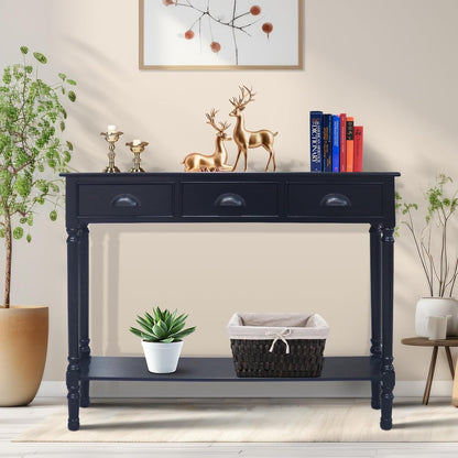 Table de console de couloir en bois Burlington à 3 tiroirs