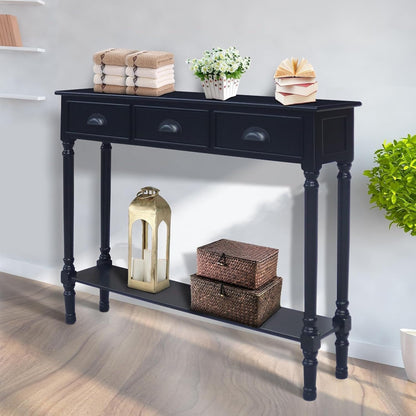 Table de console de couloir en bois Burlington à 3 tiroirs