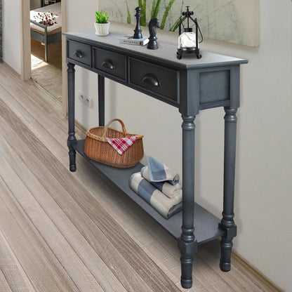Table de console de couloir en bois Burlington à 3 tiroirs