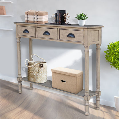 Table de console de couloir en bois Burlington à 3 tiroirs
