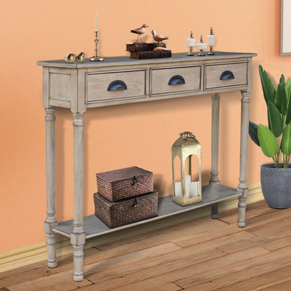 Table de console de couloir en bois Burlington à 3 tiroirs
