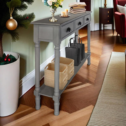 Table de console de couloir en bois Burlington à 3 tiroirs