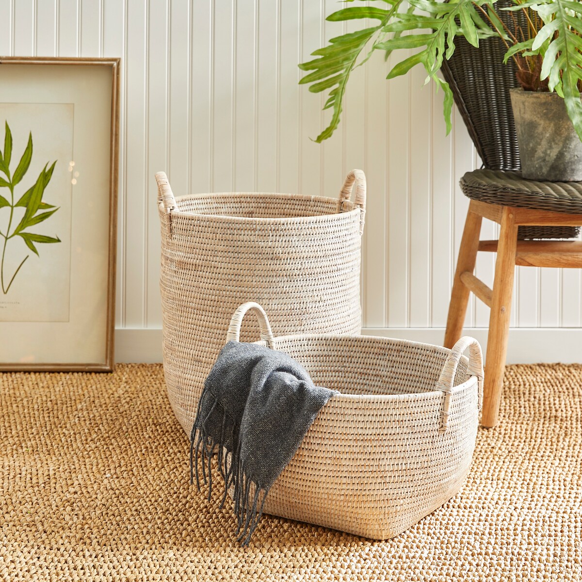 Panier en osier de verger de Birmanie, lot de 2