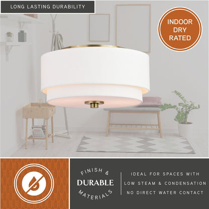 Luminaire de plafond à abat-jour en lin blanc, style moderne du milieu du siècle, de Burnaby