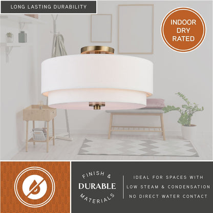 Luminaire de plafond à abat-jour en lin blanc, style moderne du milieu du siècle, de Burnaby