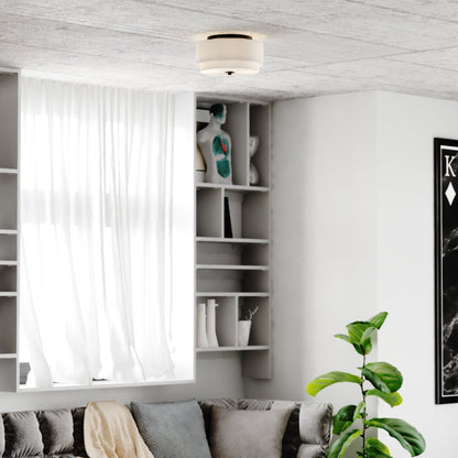 Luminaire de plafond à abat-jour en lin blanc, style moderne du milieu du siècle, de Burnaby