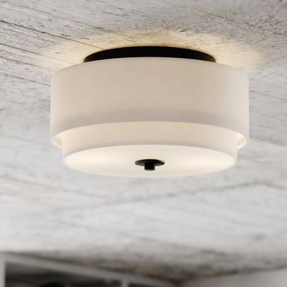 Luminaire de plafond à abat-jour en lin blanc, style moderne du milieu du siècle, de Burnaby