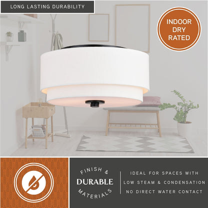 Luminaire de plafond à abat-jour en lin blanc, style moderne du milieu du siècle, de Burnaby