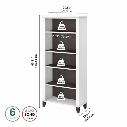 Étagère à livres Bush Furniture Somerset, 5 niveaux, avec étagères réglables