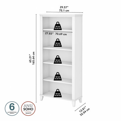 Étagère à livres Bush Furniture Somerset, 5 niveaux, avec étagères réglables