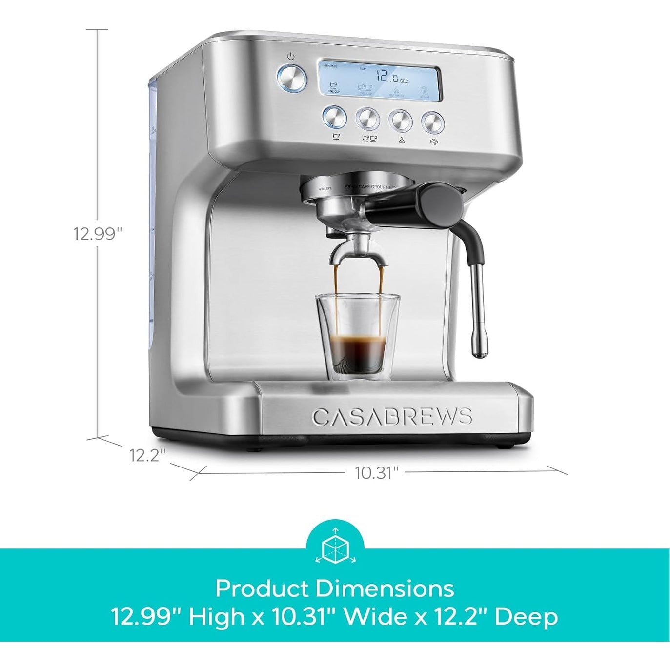Machine à expresso tout-en-un CASABREWS Ultra avec écran LCD, argent.