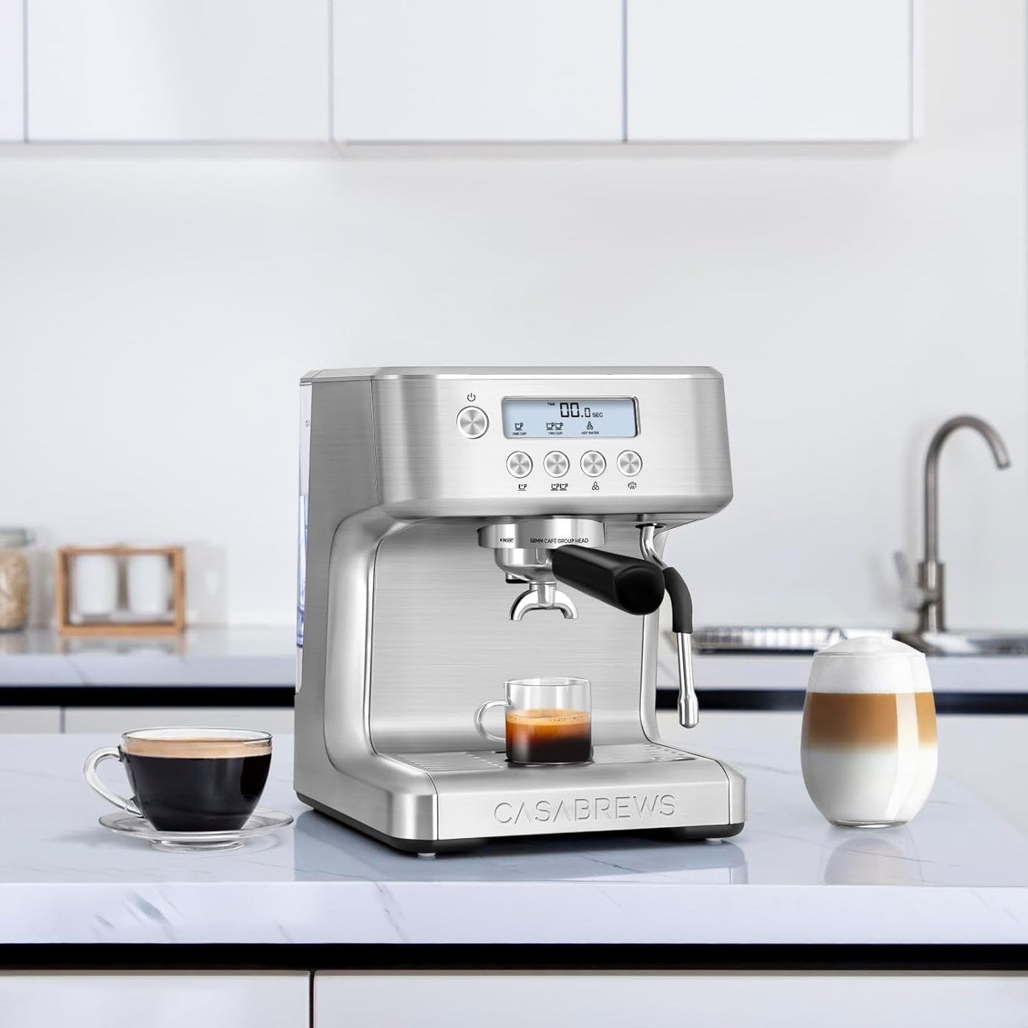 Machine à expresso tout-en-un CASABREWS Ultra avec écran LCD, argent.