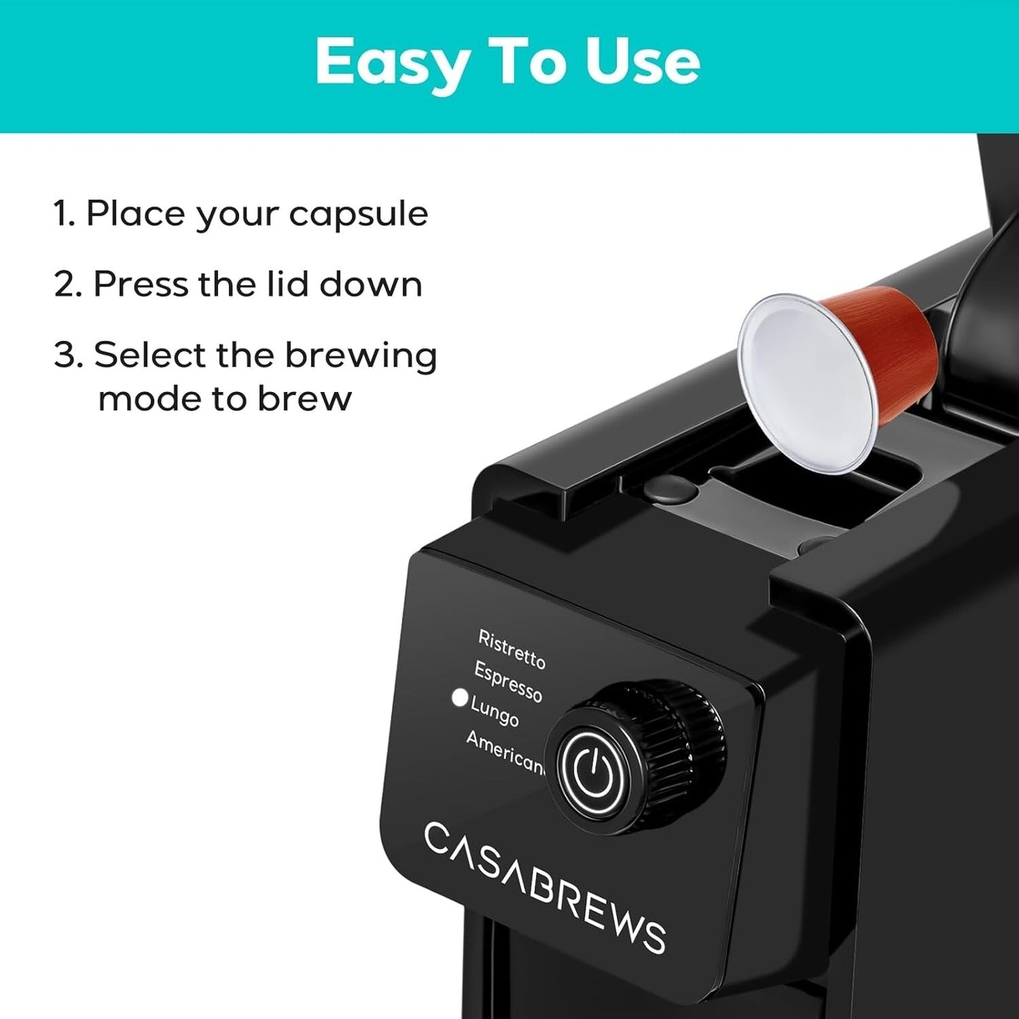 Machine à expresso CASABREWS CM7036E 20 Bar pour capsules Nespresso Original