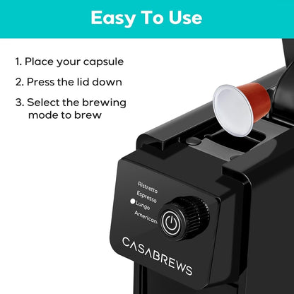 Machine à expresso CASABREWS CM7036E 20 Bar pour capsules Nespresso Original