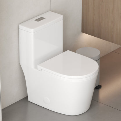 CB HOME 24'' Toilettes compactes monobloc, chasse d'eau double, siphon moderne, hauteur confortable de 16,5'', avec siège à fermeture amortie.