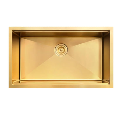 Évier de cuisine à encastrer CB HOME 32'' en acier inoxydable doré, évier de cuisine à encastrer noir/acier inoxydable, évier de cuisine simple avec accessoires