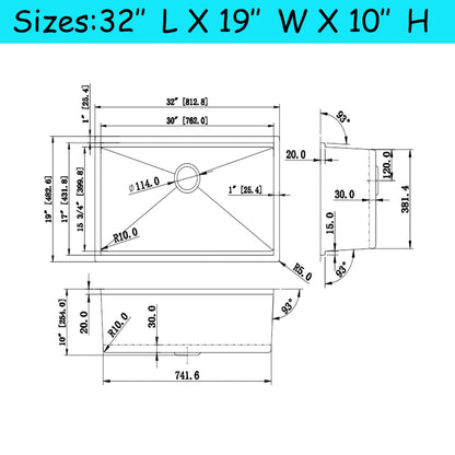 Évier de cuisine à encastrer CB HOME 32'' en acier inoxydable doré, évier de cuisine à encastrer noir/acier inoxydable, évier de cuisine simple avec accessoires