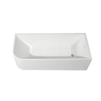 Baignoires autoportantes en acrylique CB HOME 59''/67'', baignoires à trempage à côté unique contre le mur, trop-plein gauche/droite
