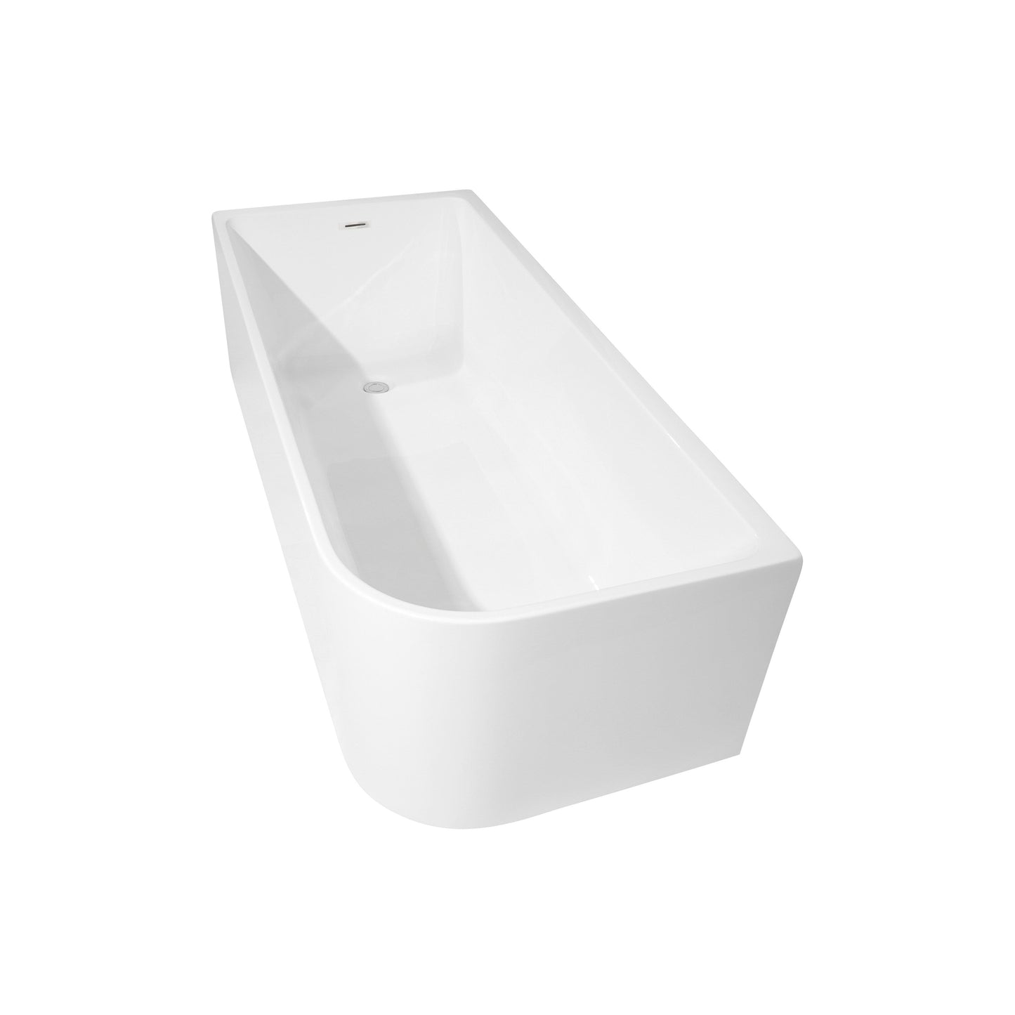 Baignoires autoportantes en acrylique CB HOME 59''/67'', baignoires à trempage à côté unique contre le mur, trop-plein gauche/droite