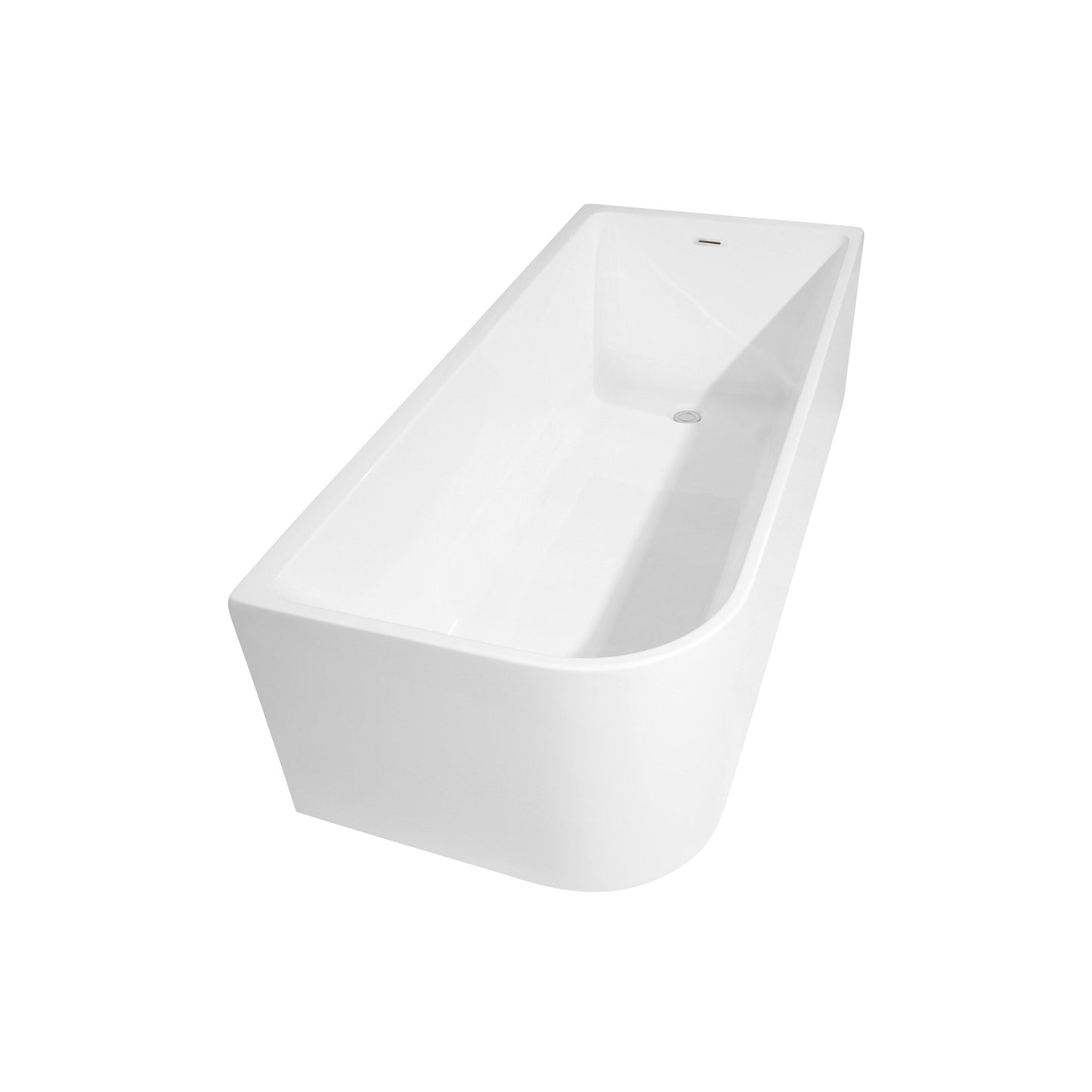 Baignoires autoportantes en acrylique CB HOME 59''/67'', baignoires à trempage à côté unique contre le mur, trop-plein gauche/droite