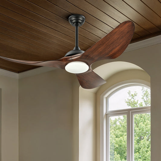 Ventilateur de plafond LED CO-Z 52 pouces pour extérieur, étanche, avec éclairage à intensité variable et télécommande.