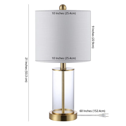 Lampe de table LED Cabell 21 en verre, moderne et contemporaine, avec port de charge USB, bronze vieilli (lot de 2) par JONATHAN Y