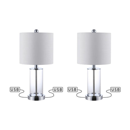 Lampe de table LED Cabell 21 en verre, moderne et contemporaine, avec port de charge USB, bronze vieilli (lot de 2) par JONATHAN Y