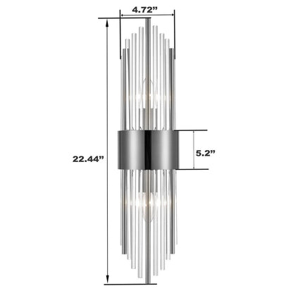 Applique murale moderne en métal Cabrera avec de magnifiques tiges en verre cristal transparent pour salle de bain, lot de 2