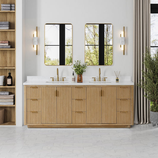 Meuble-lavabo Cadiz avec plan de toilette en pierre composite, sans miroir