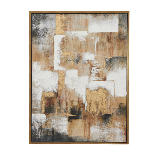 Toile décorative murale abstraite encadrée avec cadre doré - Or - CosmoLiving by Cosmopolitan