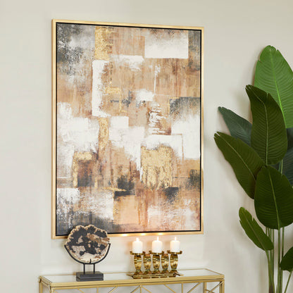 Toile décorative murale abstraite encadrée avec cadre doré - Or - CosmoLiving by Cosmopolitan