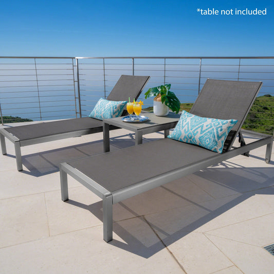 Chaise longue d'extérieur en aluminium Cape Coral (lot de 2) par Christopher Knight Home - 77,56 L x 25,20 l x 11,80 h (cm)